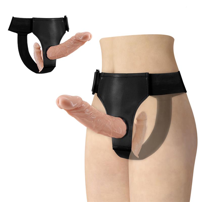 Arnes Con Tupladildo 18,4 cm + 14,5 cm