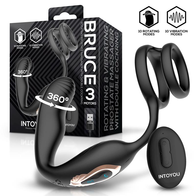 Intoyou Bruce Eturauhashieroja 360º Tuplapenisrenkaalla ja tärinällä