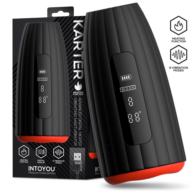 Intoyou Karter Advanced Masturbaattori, jossa on värinä, lämpö ja digitaalinen näyttö