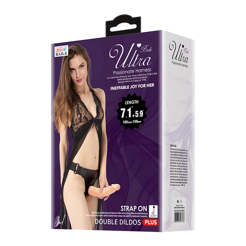 Arnes Con Tupladildo 18,4 cm + 14,5 cm