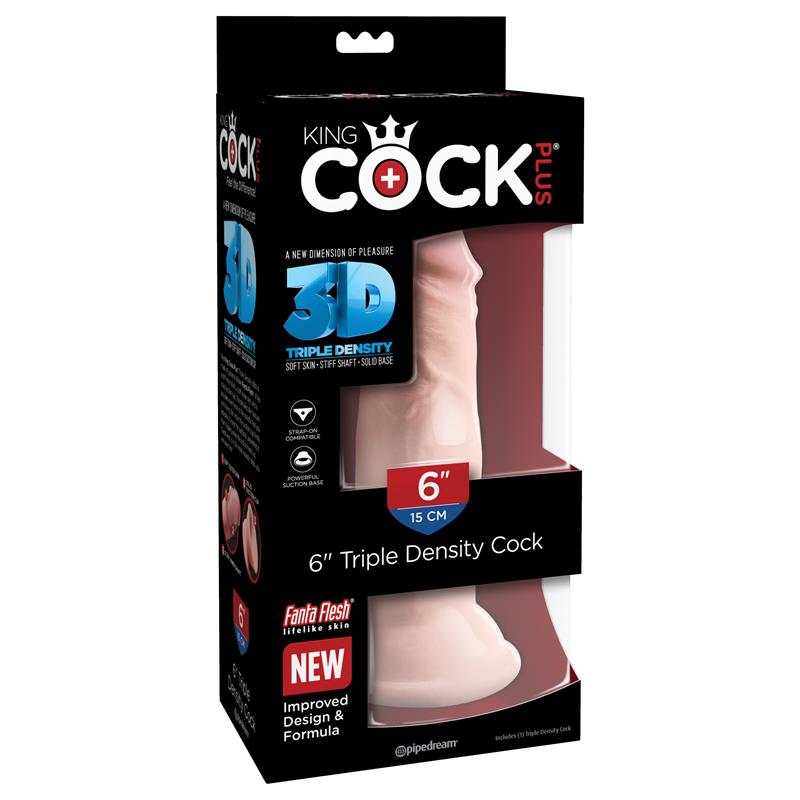 King Cock 3D Triple Density Dildo 15 cm Fleece