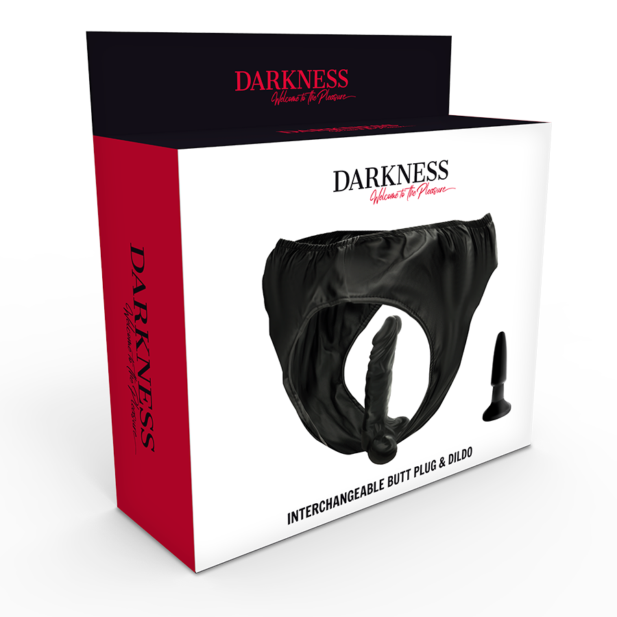 DARKNESS - PIkkuhousut tulpalla ja vaihdettavalla dildolla