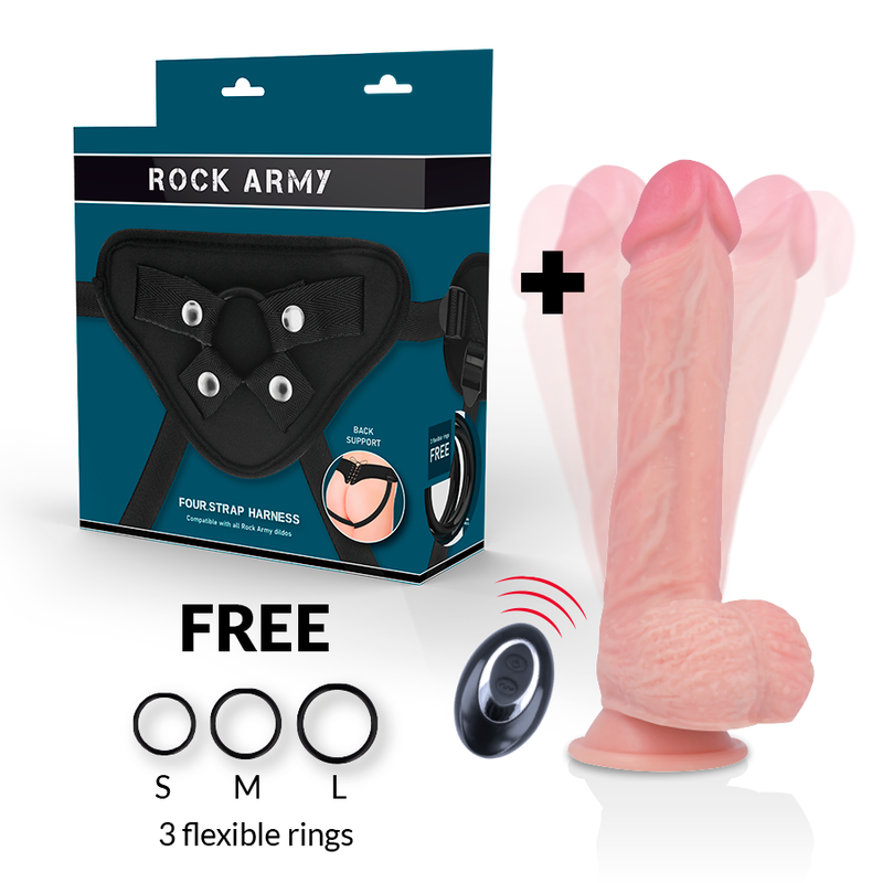 ROCKARMY - VALJAAT + NESTEMÄISESTÄ SILIKONISTA VALMISTETTU VIBRAATORI PREMIUM APACHE -KAUKOSÄÄDIN 20,5 CM -O- 4,62 CM